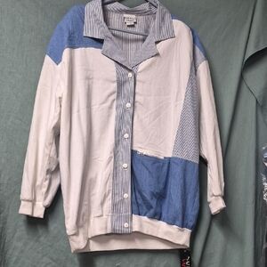 Napa Valley Casual Blue and White Button Down Light Jacket Vintage XL